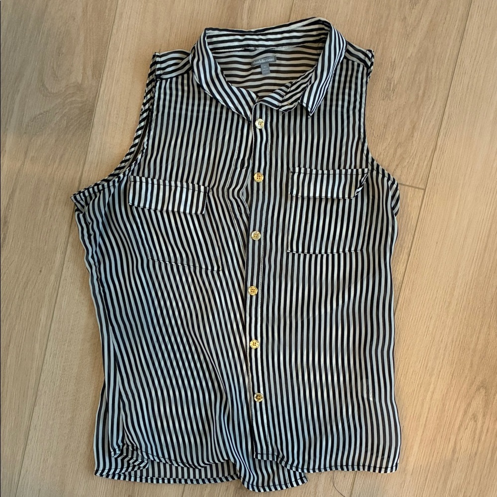 Charlotte Russe Black and White Striped Sleeveless Shirt